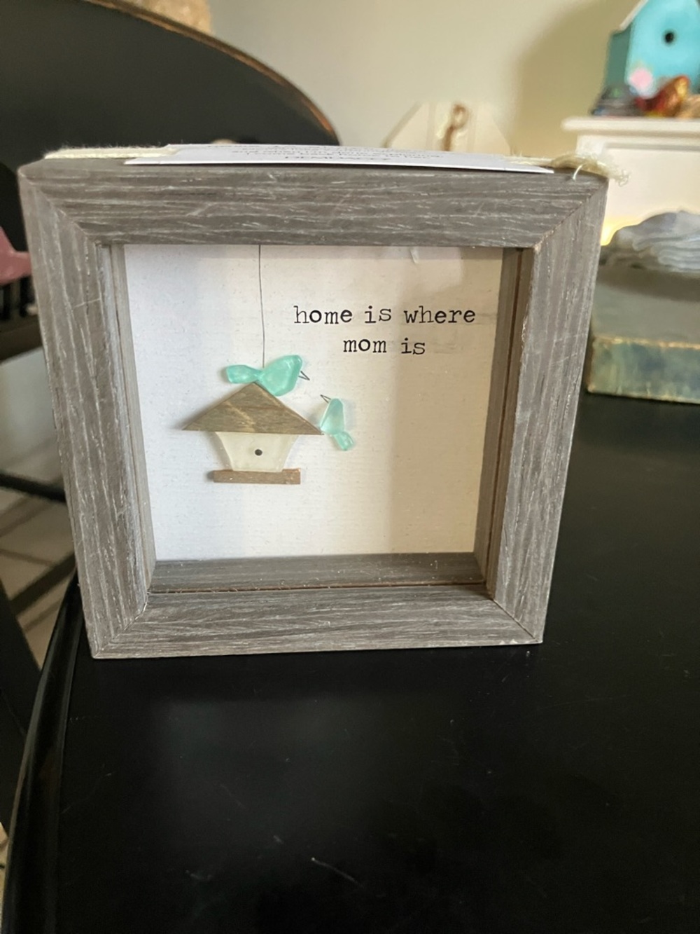 Demdaco Gray Frame with Aqua Accents - 'Home Is Where Mom Is'